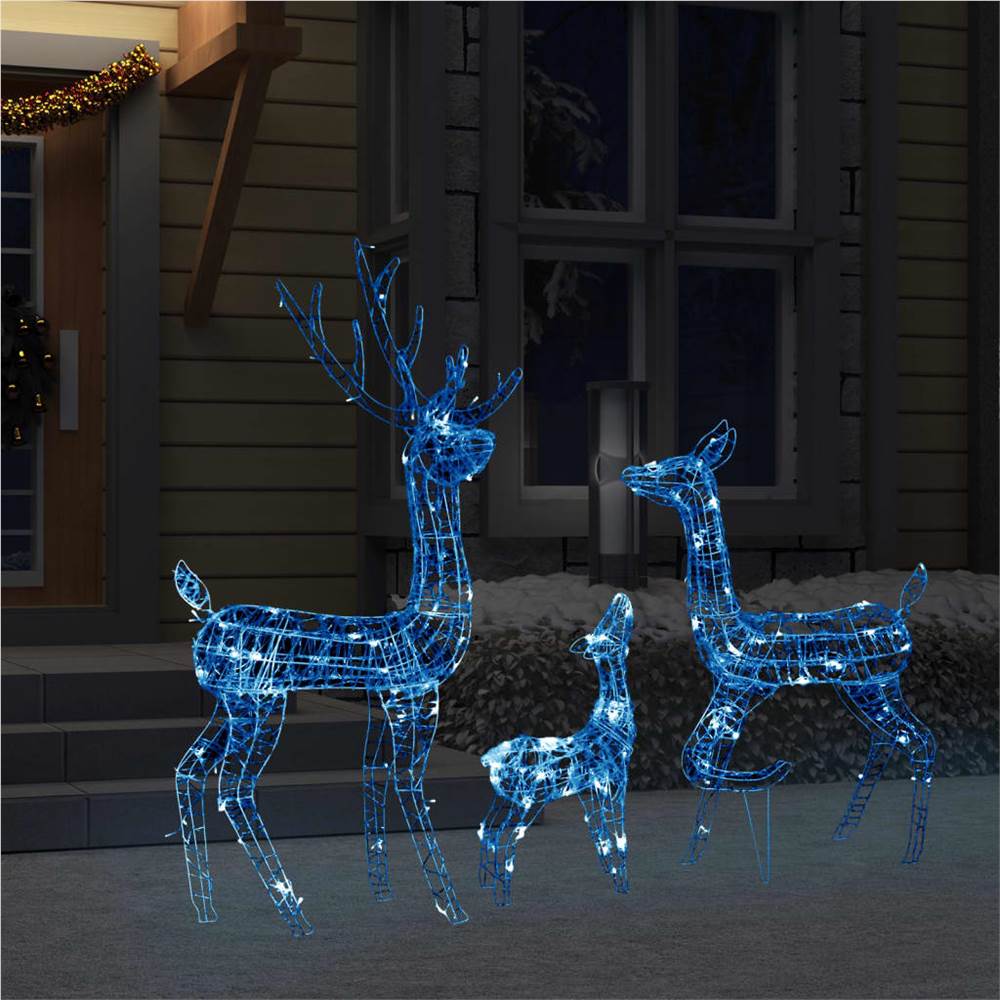 Acrylic Reindeer Family Christmas Decoration 300 LED Blue