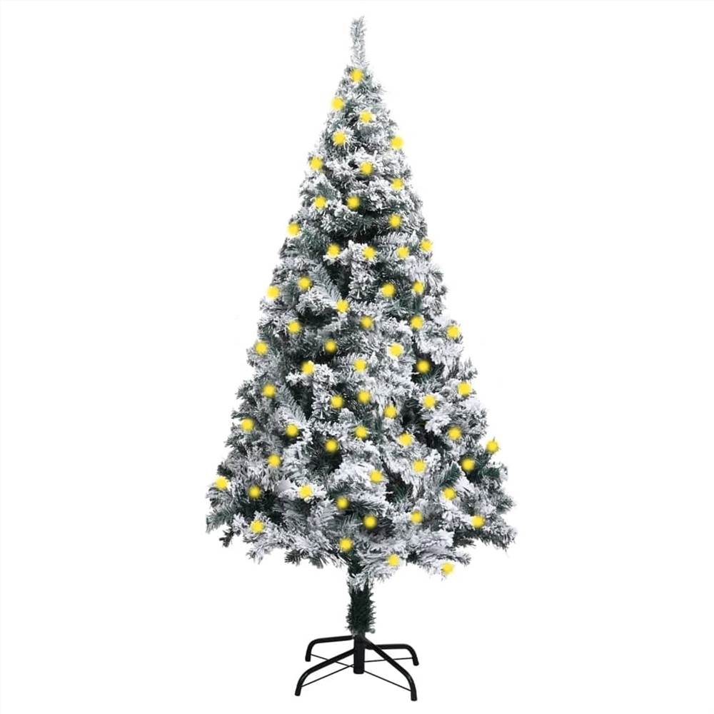 

Artificial Christmas Tree with LEDs&Flocked Snow Green 150 cm