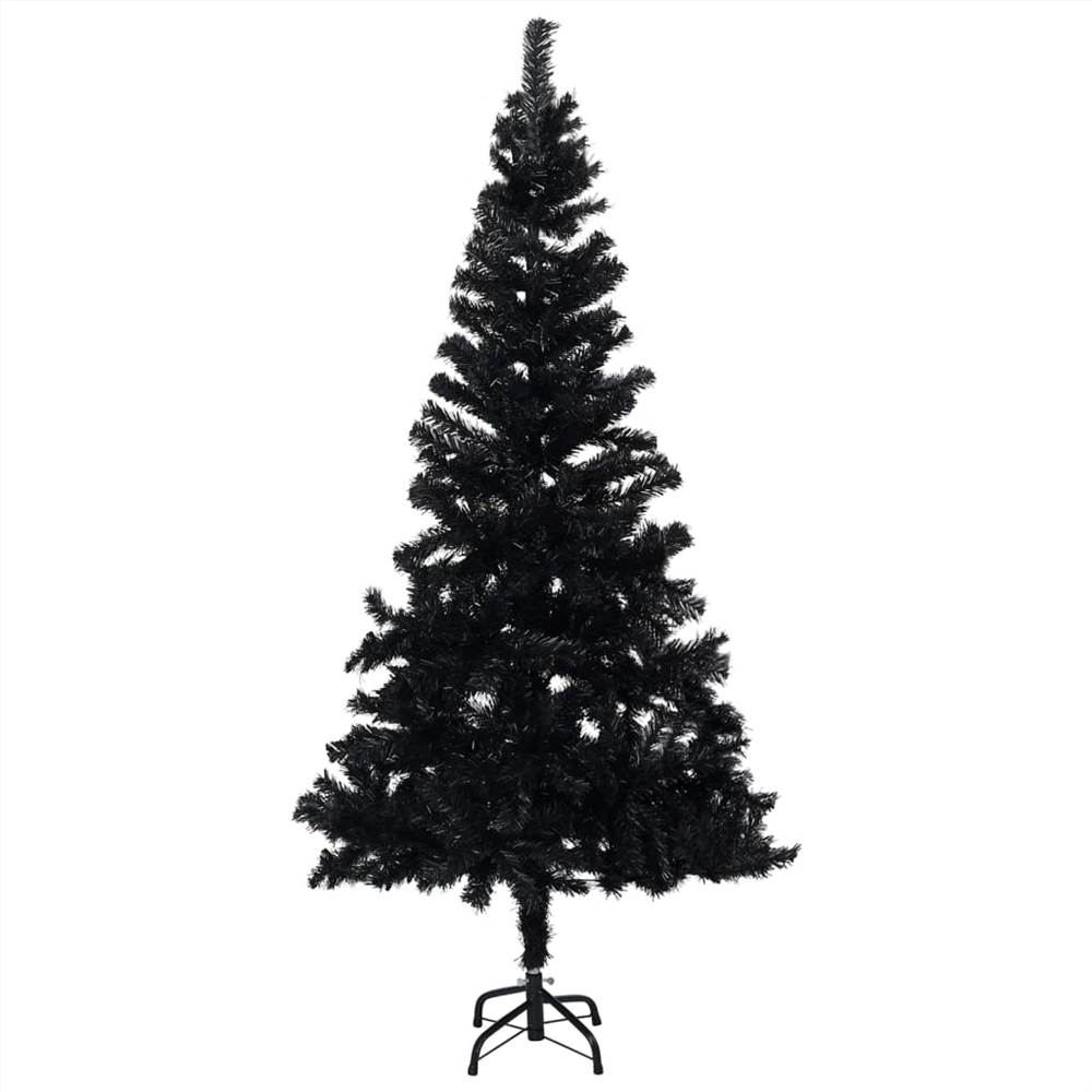 Artificial Christmas Tree with LEDs&Stand Black 120 cm PVC