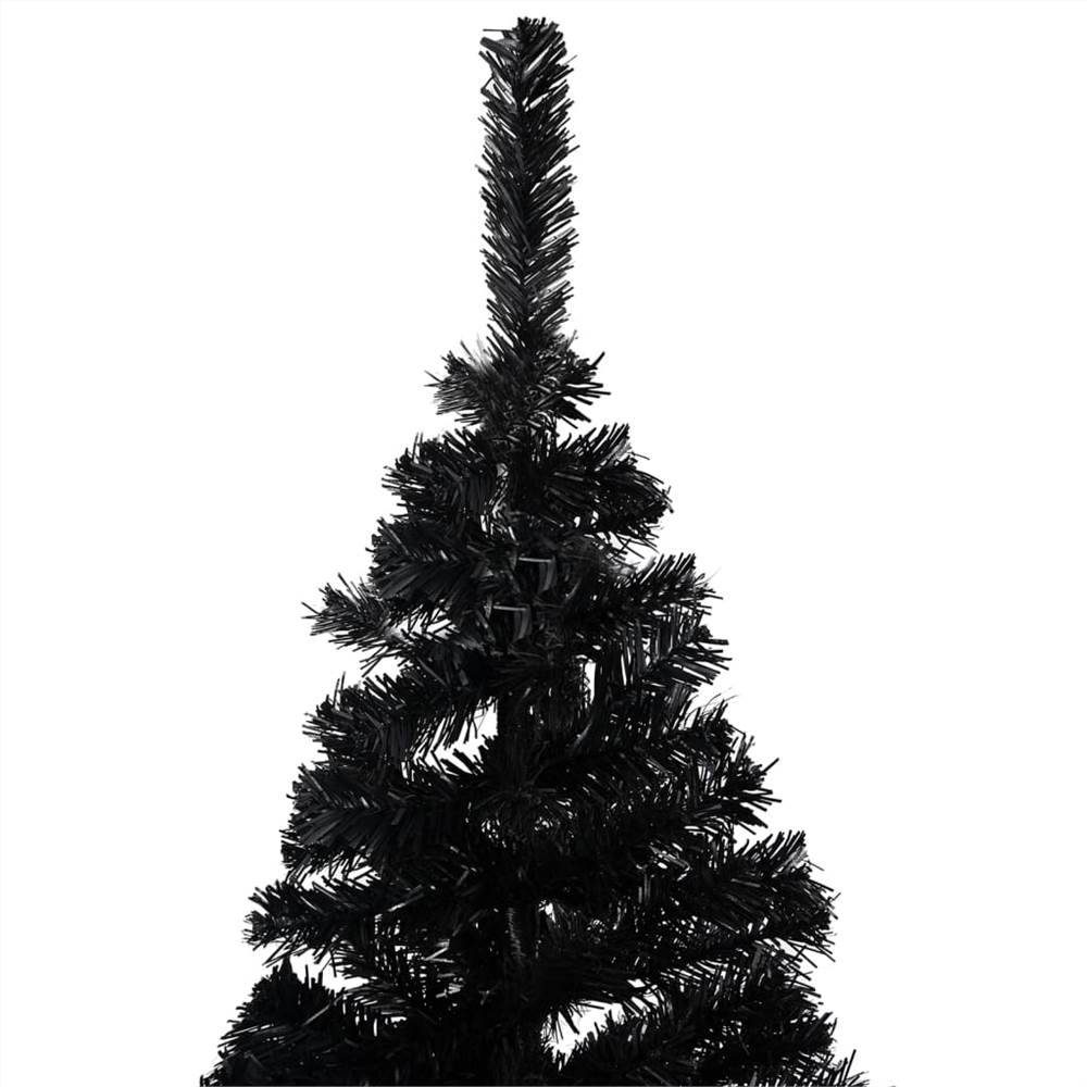 Artificial Christmas Tree with LEDs&Stand Black 120 cm PVC