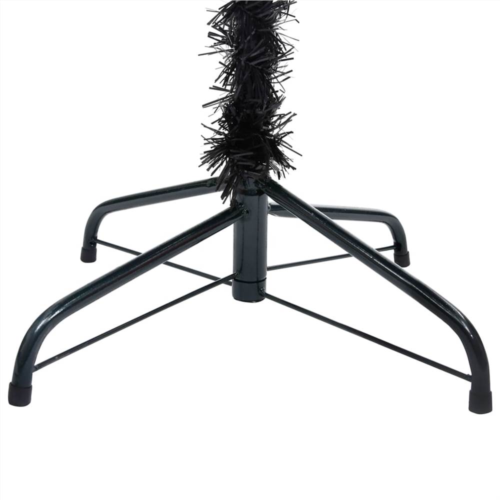 Artificial Christmas Tree with LEDs&Stand Black 120 cm PVC