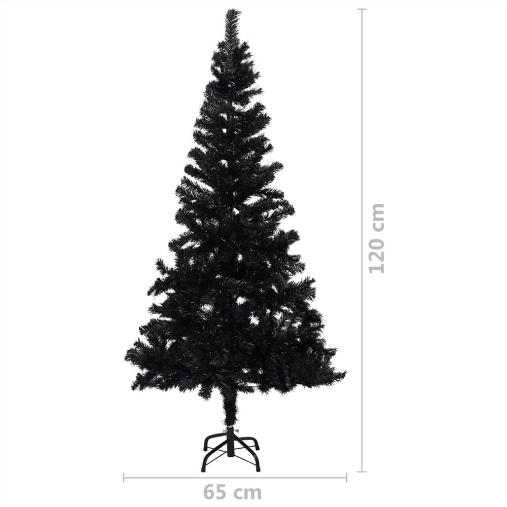 Artificial Christmas Tree with LEDs&Stand Black 120 cm PVC