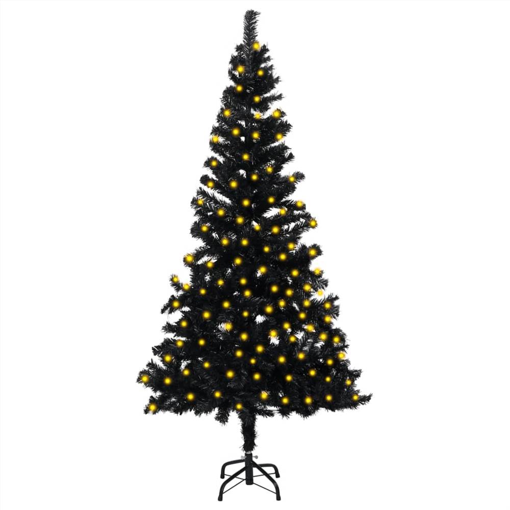 

Artificial Christmas Tree with LEDs&Stand Black 150 cm PVC
