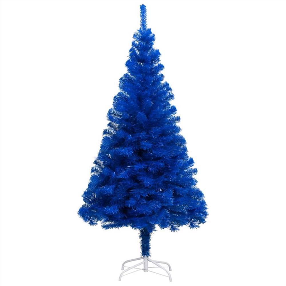 Artificial Christmas Tree with LEDs&Stand Blue 120 cm PVC