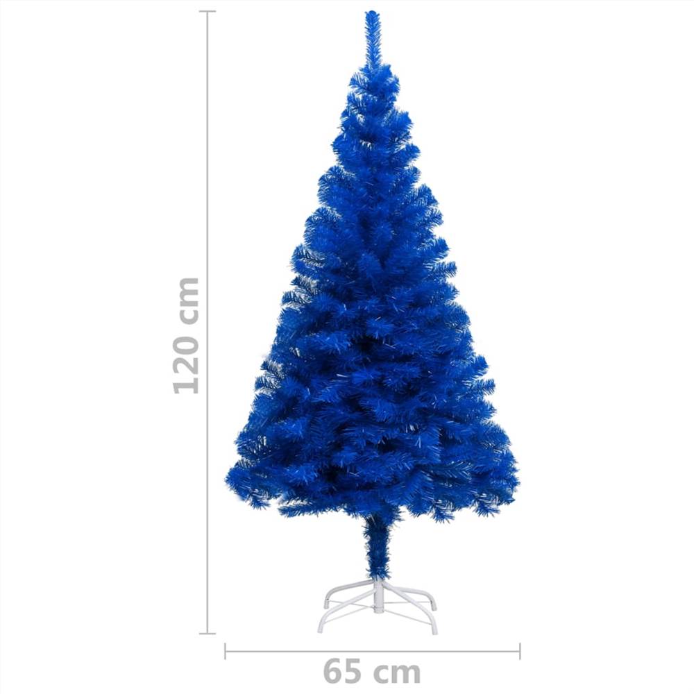 Artificial Christmas Tree with LEDs&Stand Blue 120 cm PVC