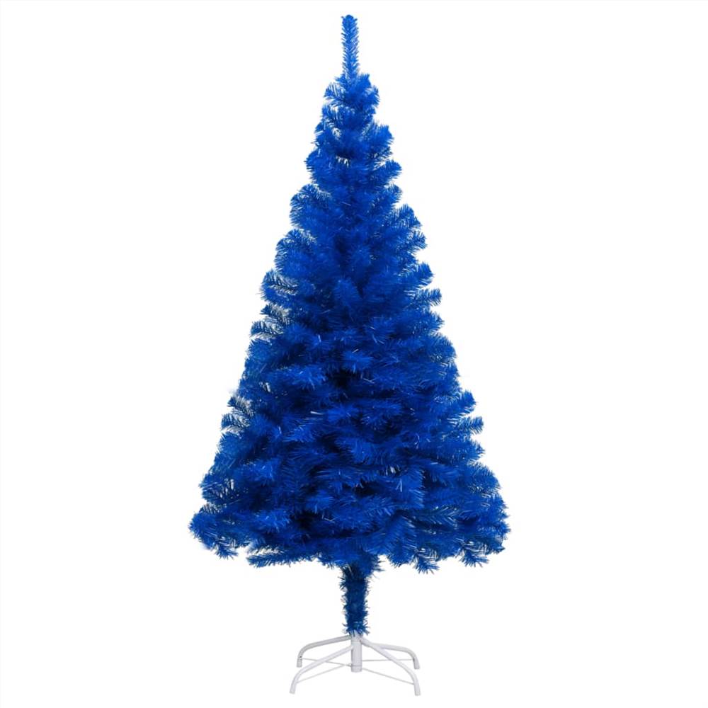 Artificial Christmas Tree with LEDs&Stand Blue 180 cm PVC