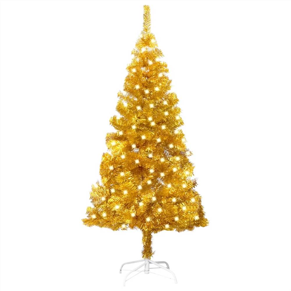 

Artificial Christmas Tree with LEDs&Stand Gold 120 cm PET