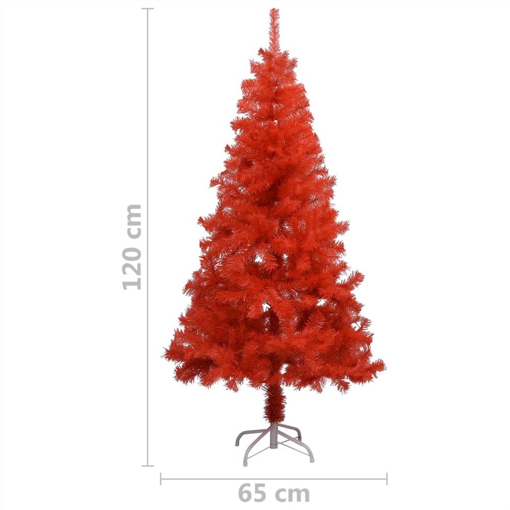 Artificial Christmas Tree with LEDs&Stand Red 120 cm PVC