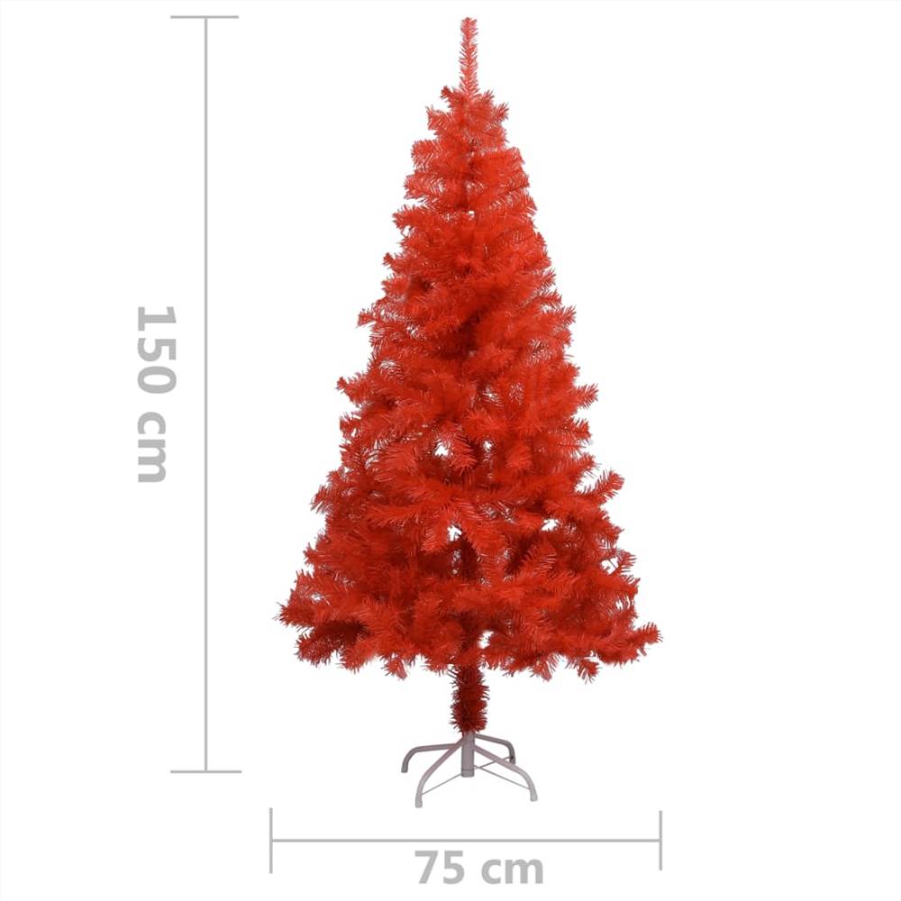 Artificial Christmas Tree with LEDs&Stand Red 150 cm PVC