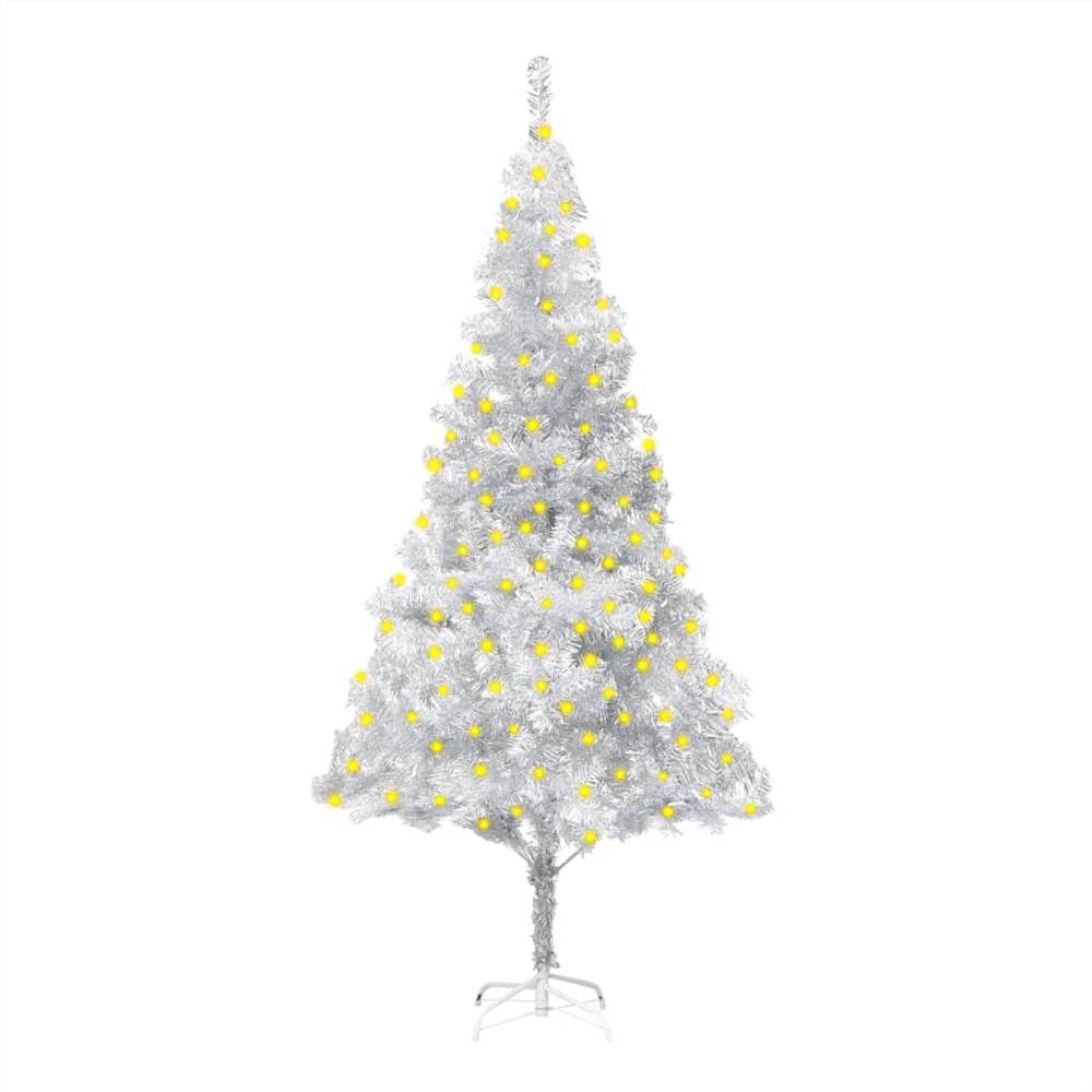 

Artificial Christmas Tree with LEDs&Stand Silver 180 cm PET