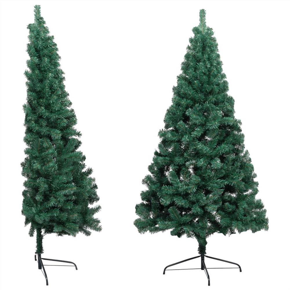 Artificial Half Christmas Tree with LED&Stand Green 180 cm PVC