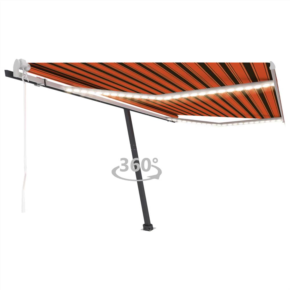 Automatic Awning with LED&Wind Sensor 400x300 cm Orange/Brown