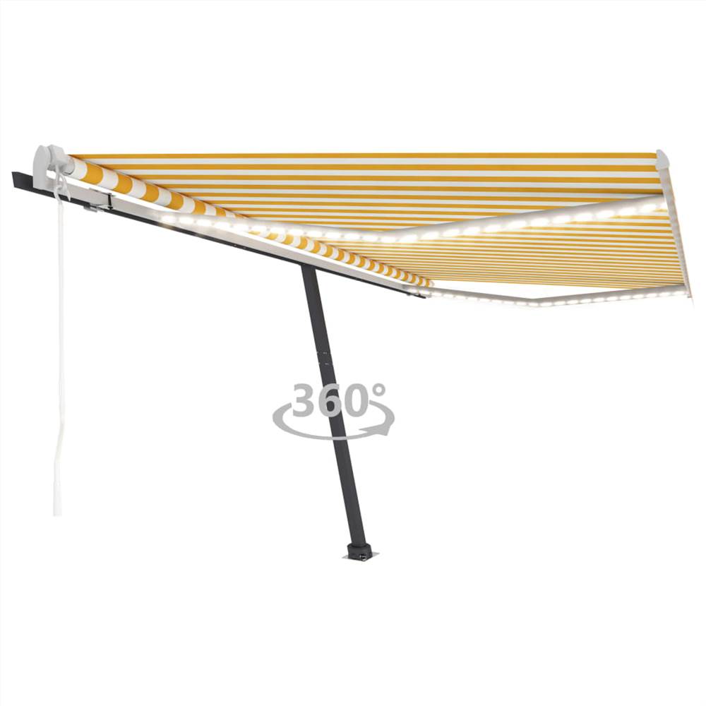 Automatic Awning with LED&Wind Sensor 450x300 cm Yellow/White