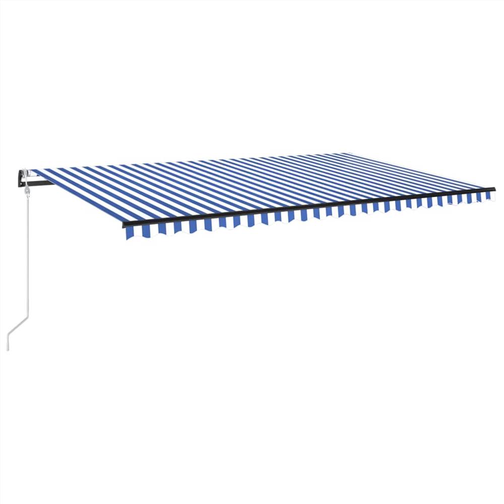 Automatic Awning with LED&Wind Sensor 500x350 cm Blue and White