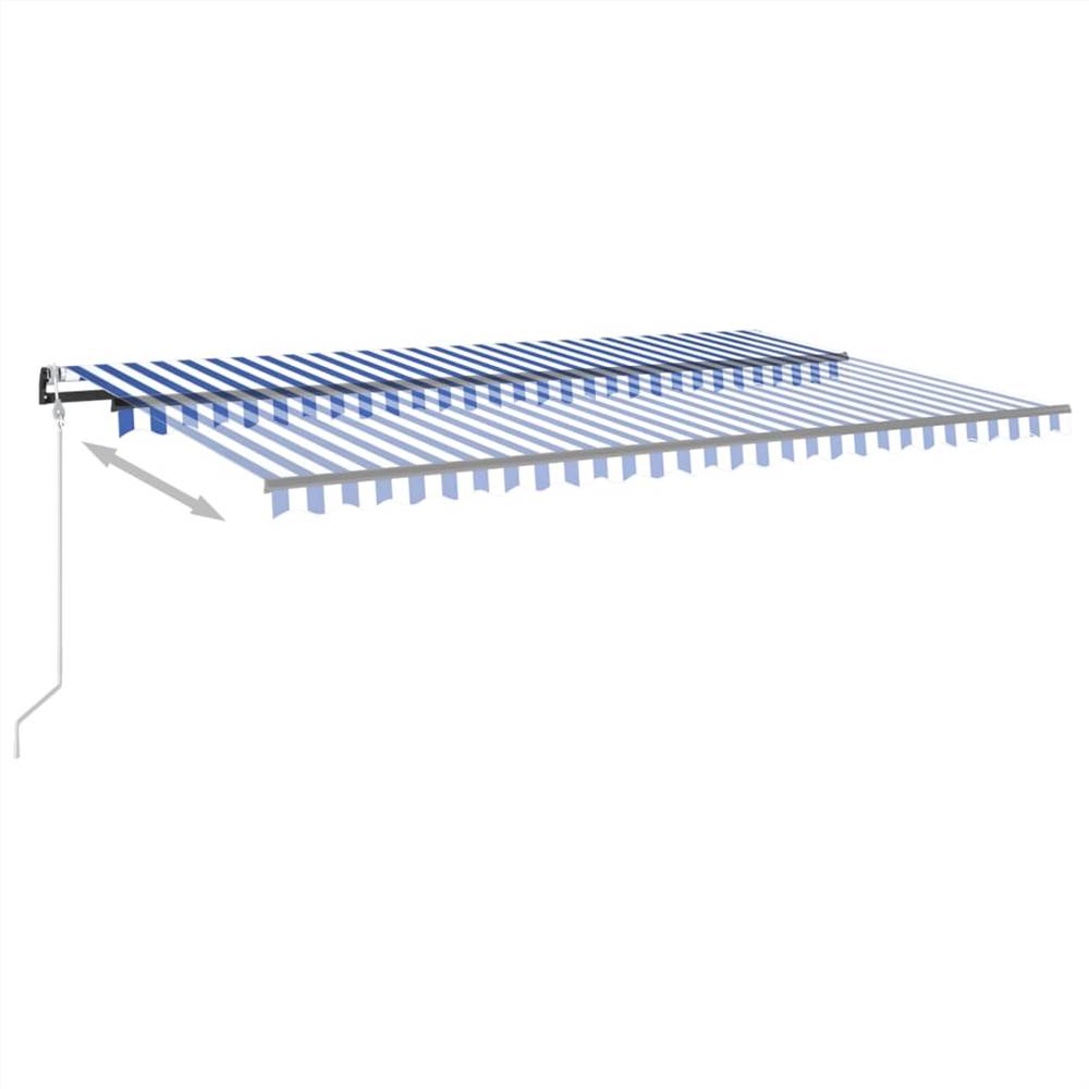 Automatic Awning with LED&Wind Sensor 500x350 cm Blue and White