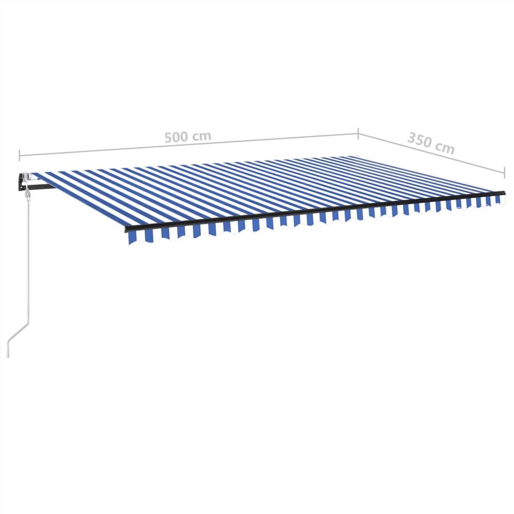 Automatic Awning with LED&Wind Sensor 500x350 cm Blue and White