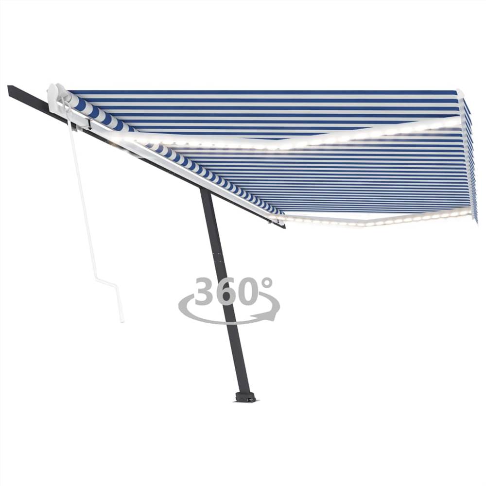 

Automatic Awning with LED&Wind Sensor 500x350 cm Blue and White