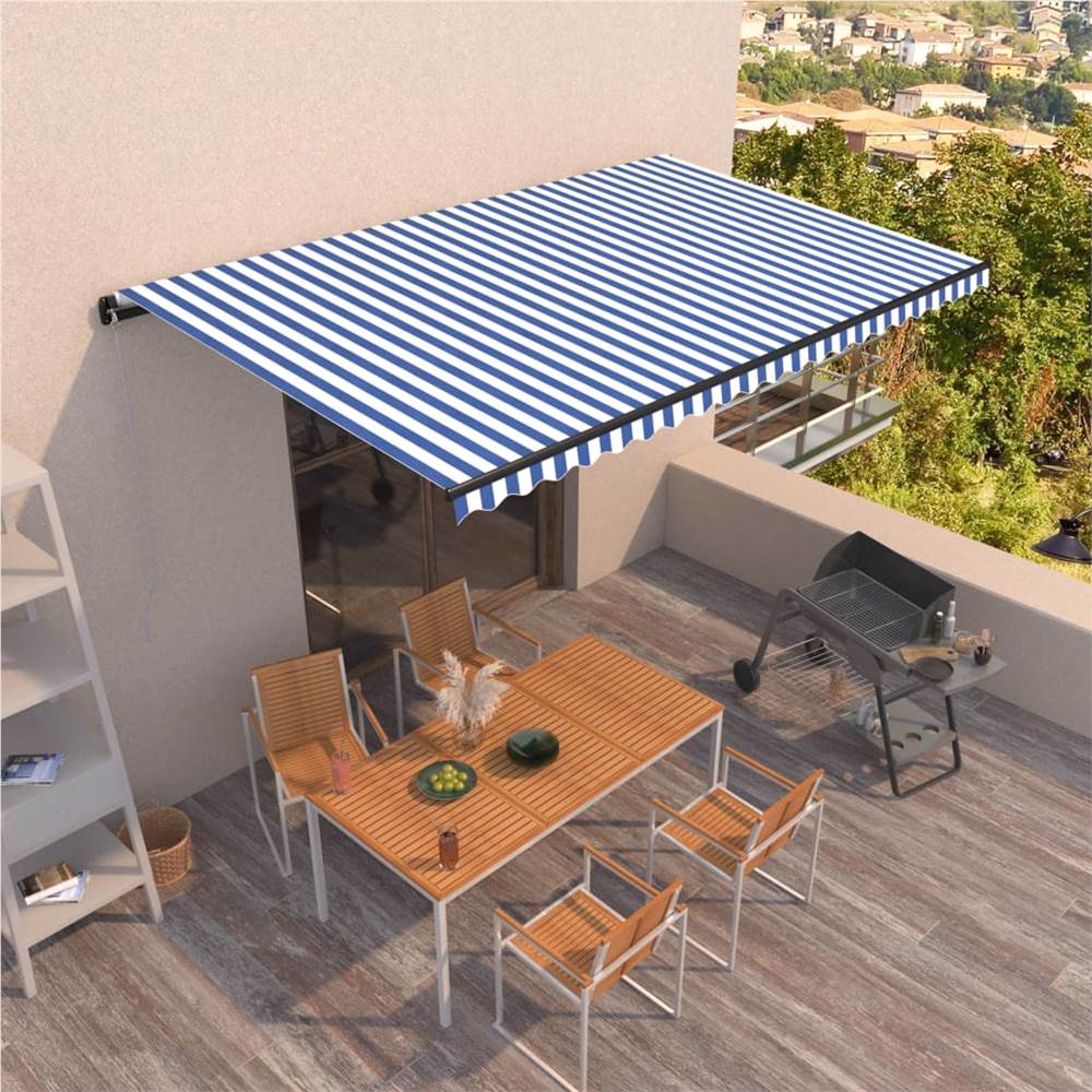 Automatic Retractable Awning 500x350 cm Blue and White