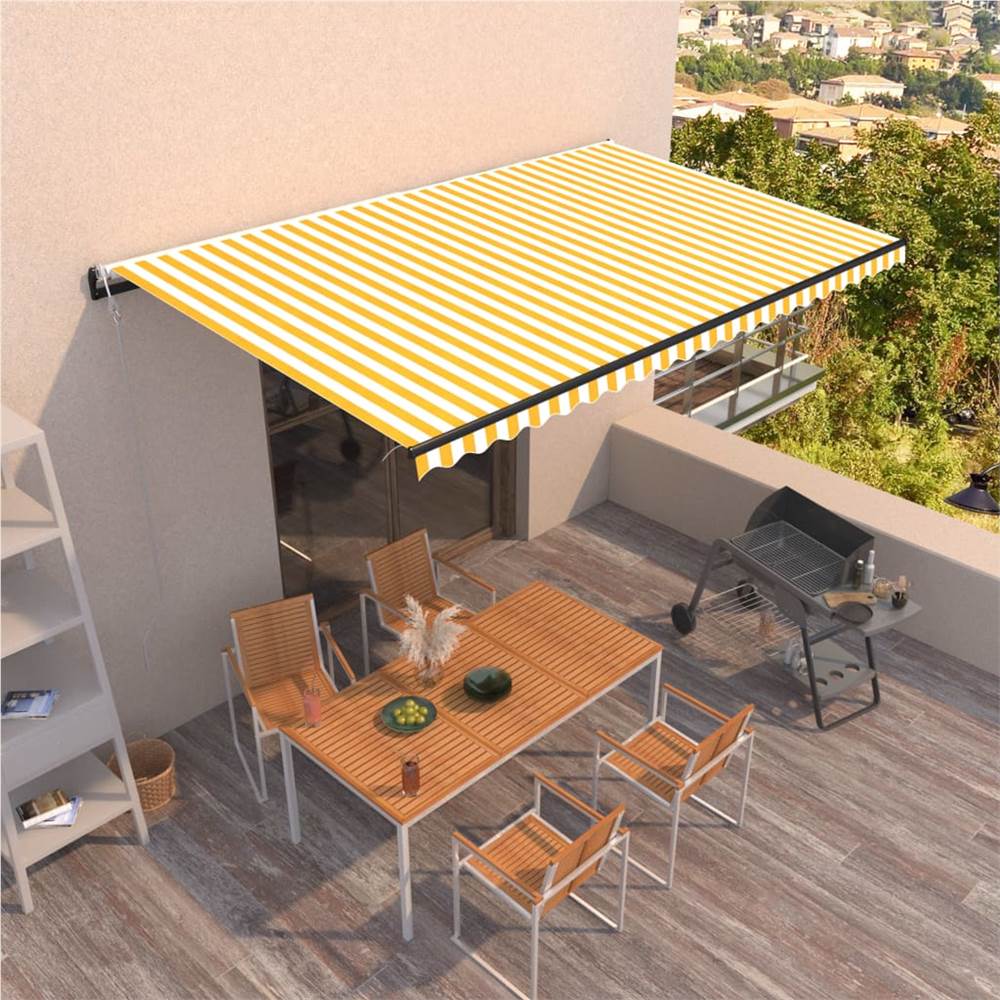 Automatic Retractable Awning 500x350 cm Yellow and White