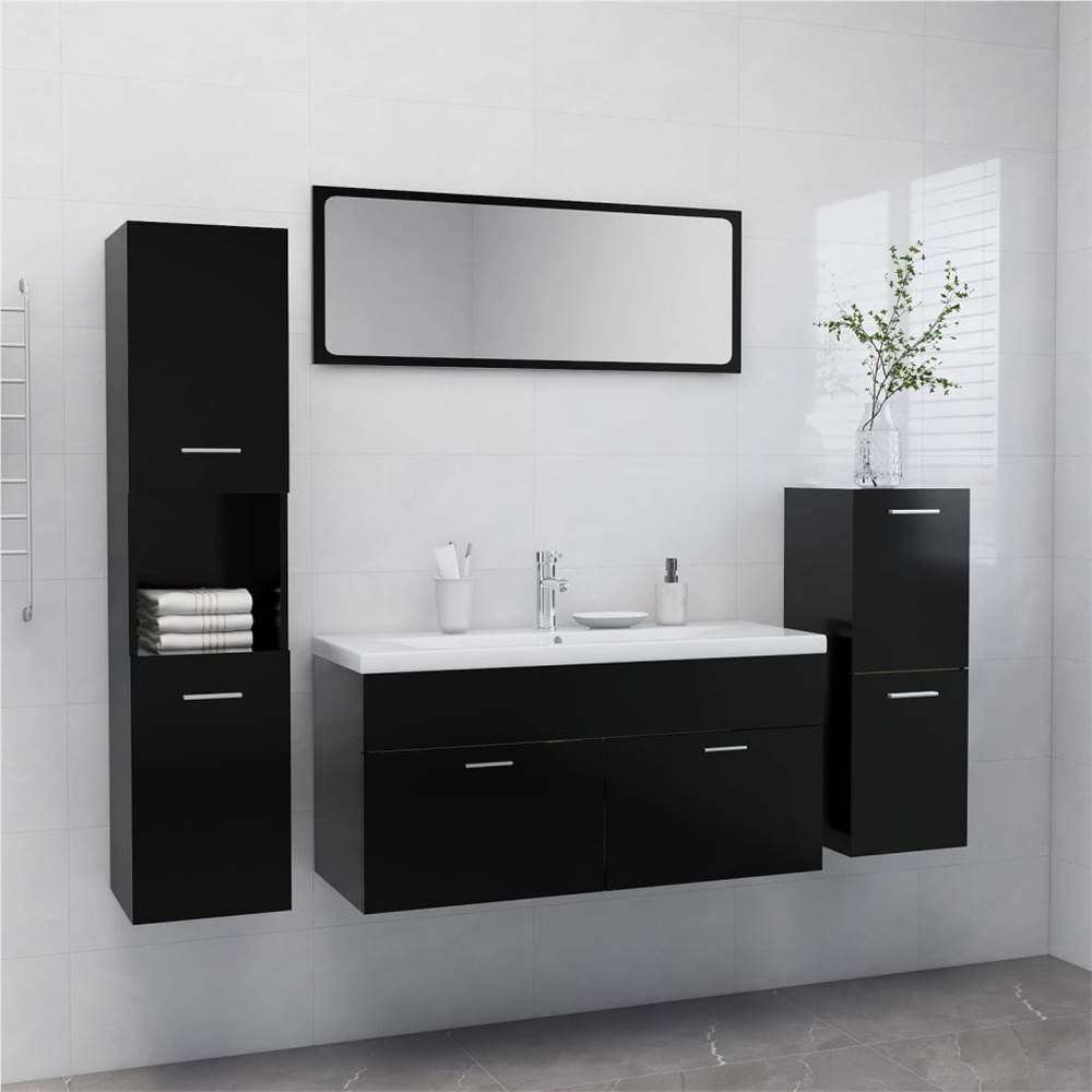 

Bathroom Furniture Set Black Chipboard