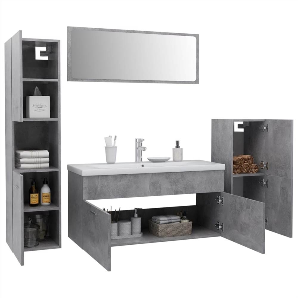 Bathroom Furniture Set Concrete Grey Chipboard