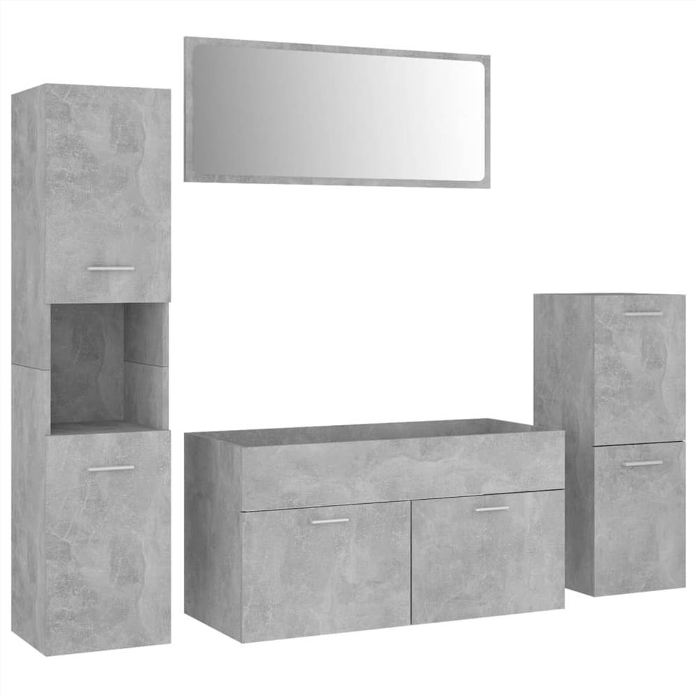 Bathroom Furniture Set Concrete Grey Chipboard