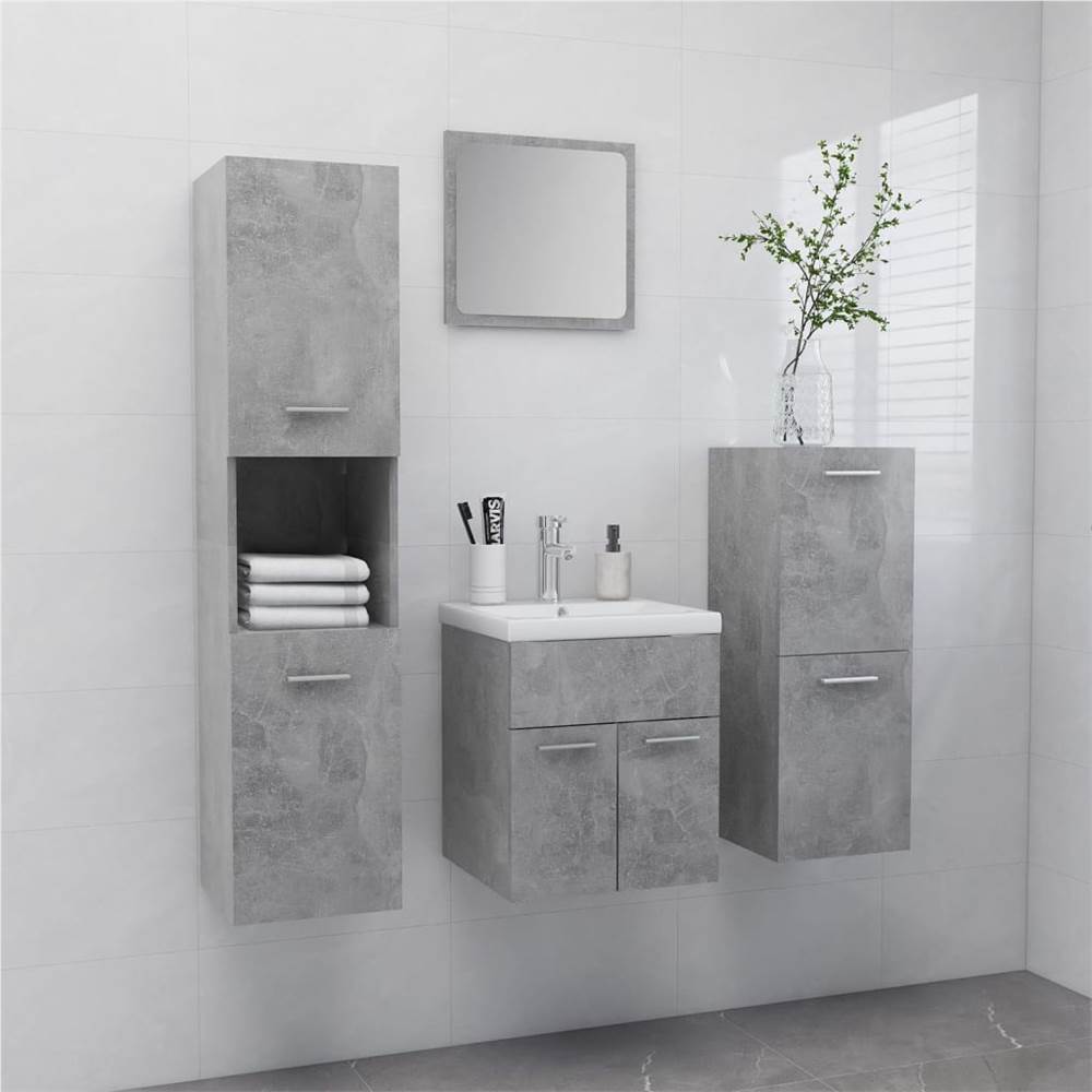 

Bathroom Furniture Set Concrete Grey Chipboard
