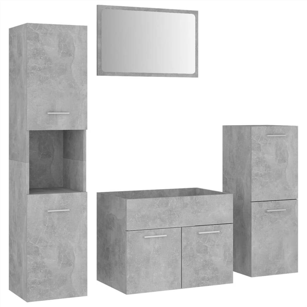 Bathroom Furniture Set Concrete Grey Chipboard