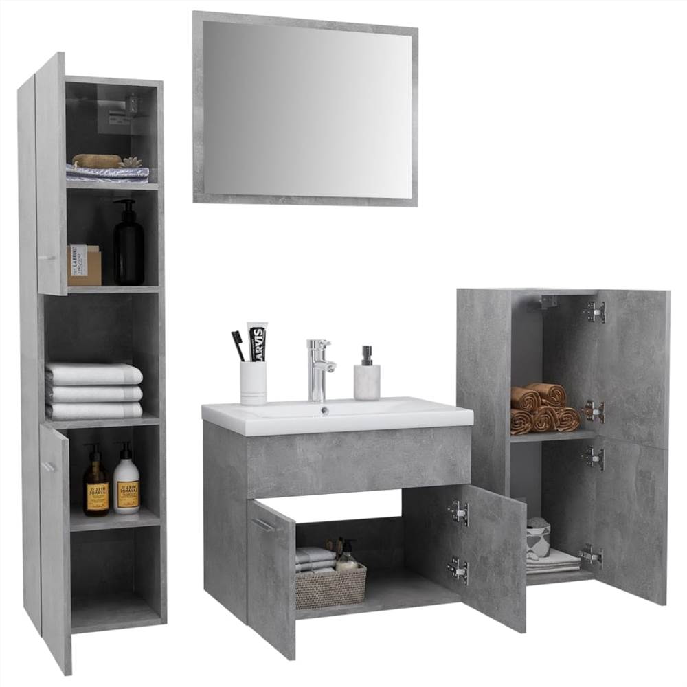 Bathroom Furniture Set Concrete Grey Chipboard
