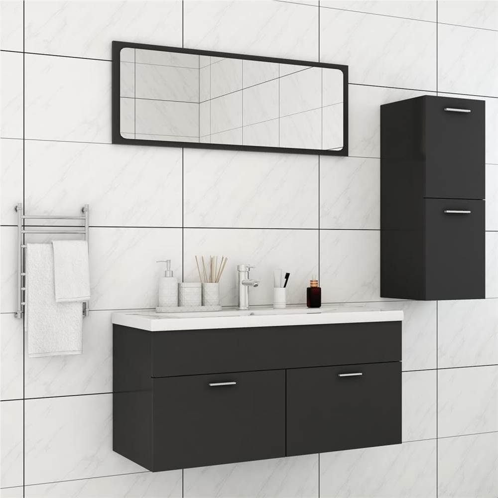 

Bathroom Furniture Set Grey Chipboard