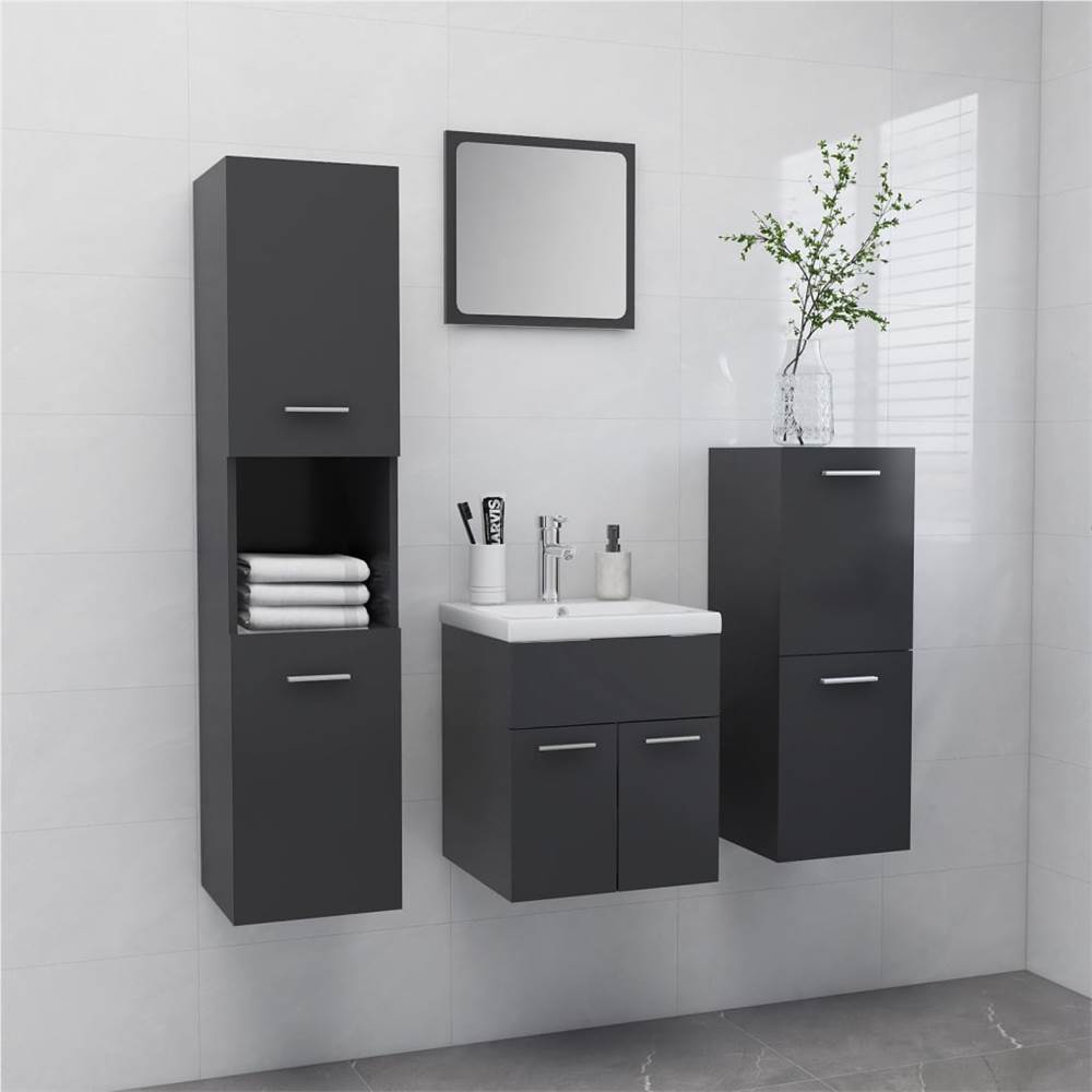 

Bathroom Furniture Set Grey Chipboard