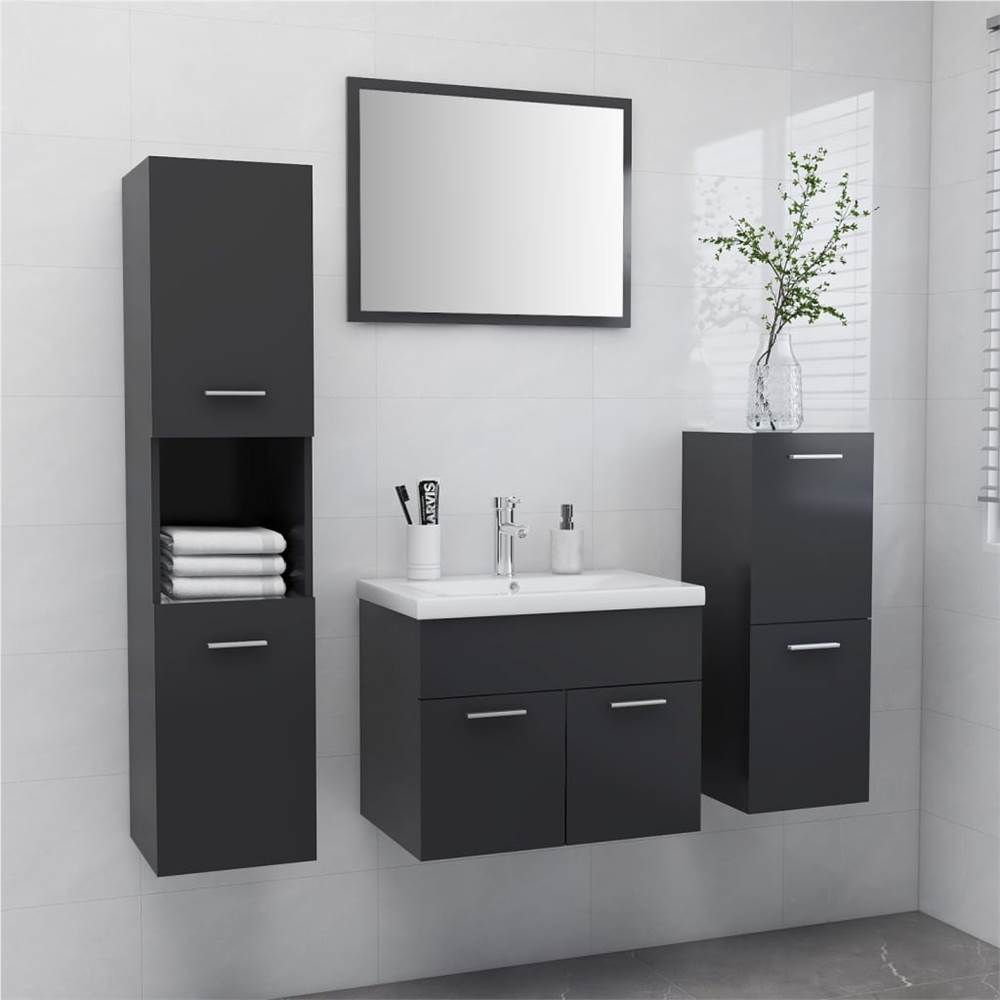 

Bathroom Furniture Set Grey Chipboard