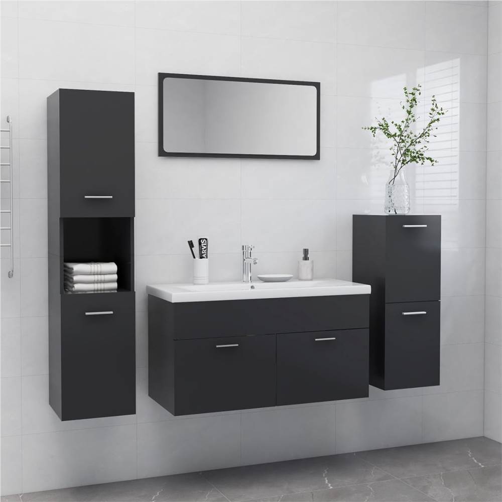 

Bathroom Furniture Set Grey Chipboard