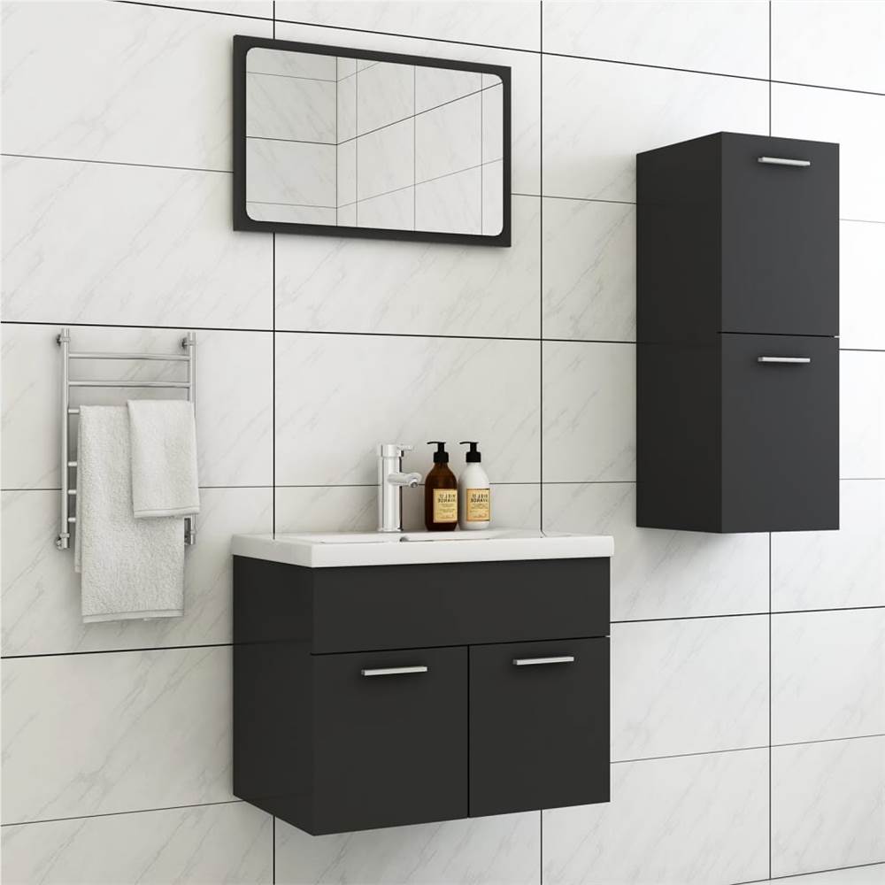 

Bathroom Furniture Set Grey Chipboard