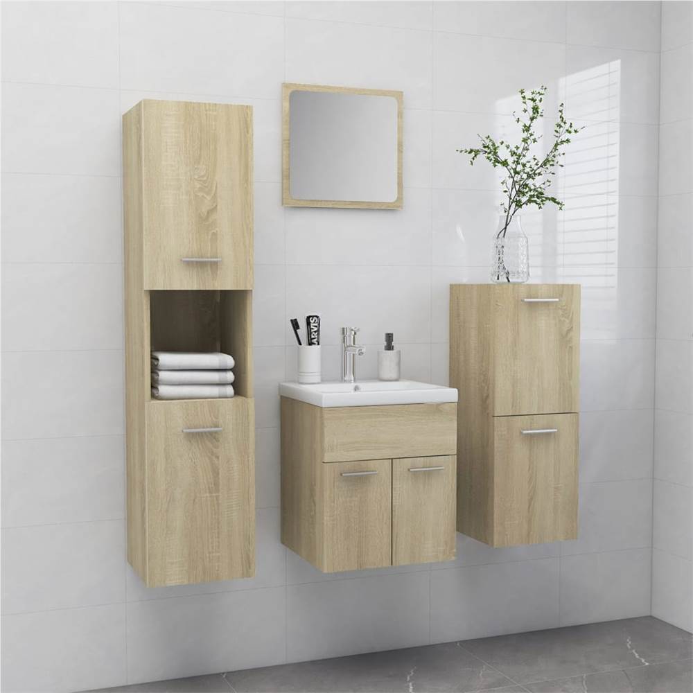 

Bathroom Furniture Set Sonoma Oak Chipboard