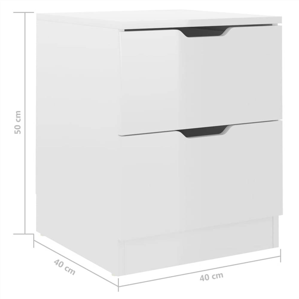 Bedside Cabinet High Gloss White 40x40x50 cm Chipboard