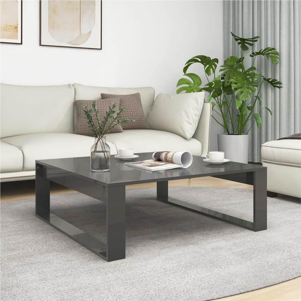 

Coffee Table High Gloss Grey 100x100x35 cm Chipboard