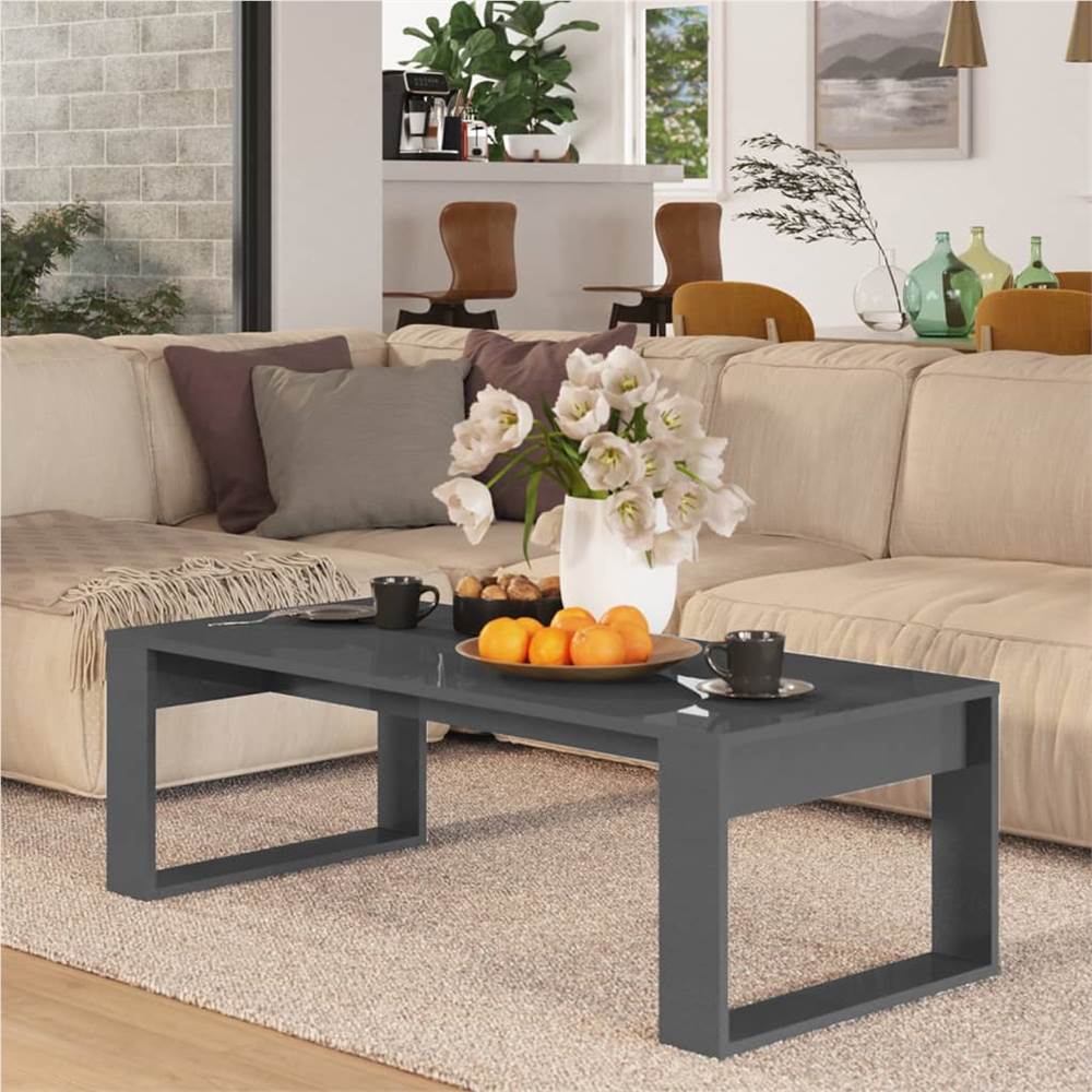 

Coffee Table High Gloss Grey 110x50x35 cm Chipboard