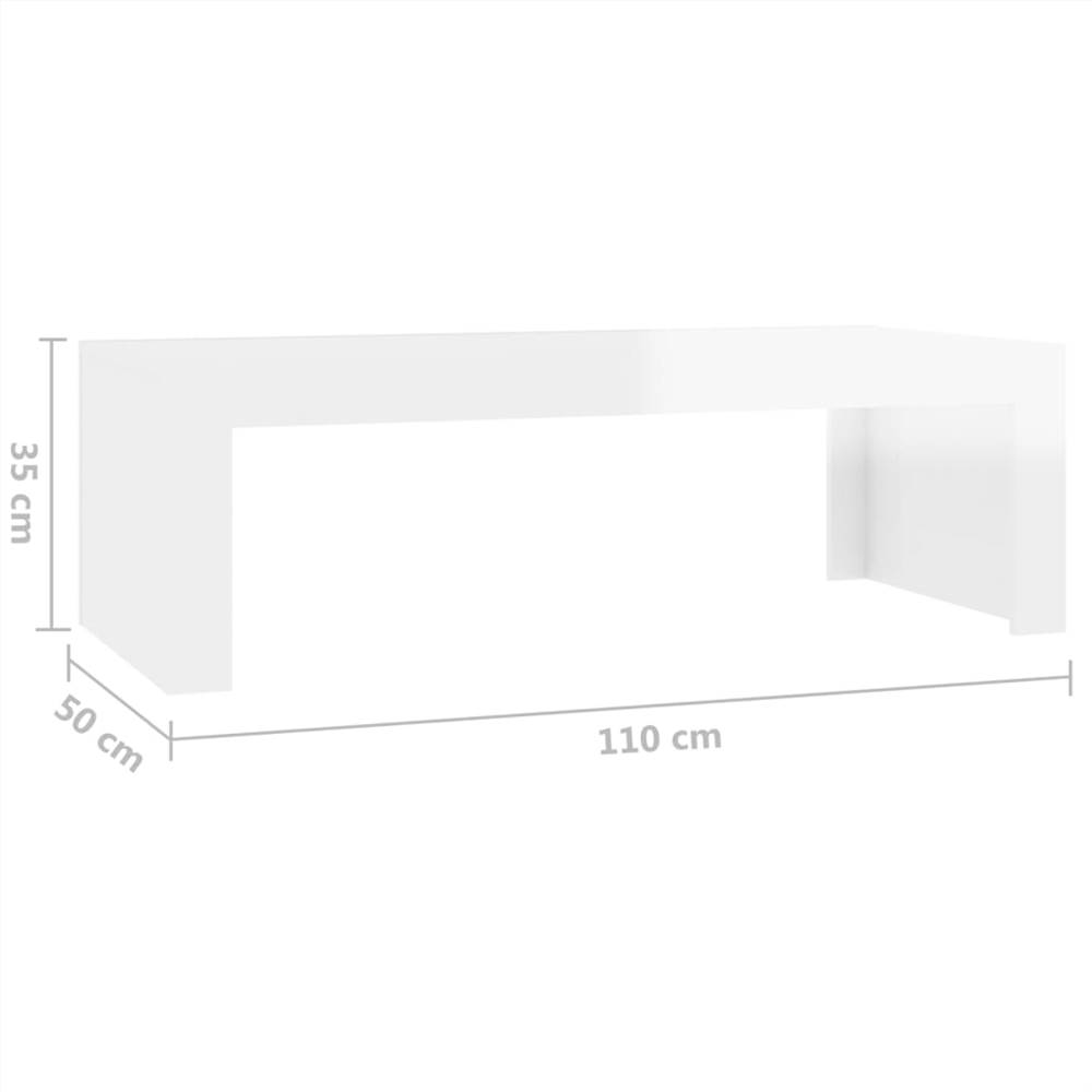 Coffee Table High Gloss White 110x50x35 cm Chipboard