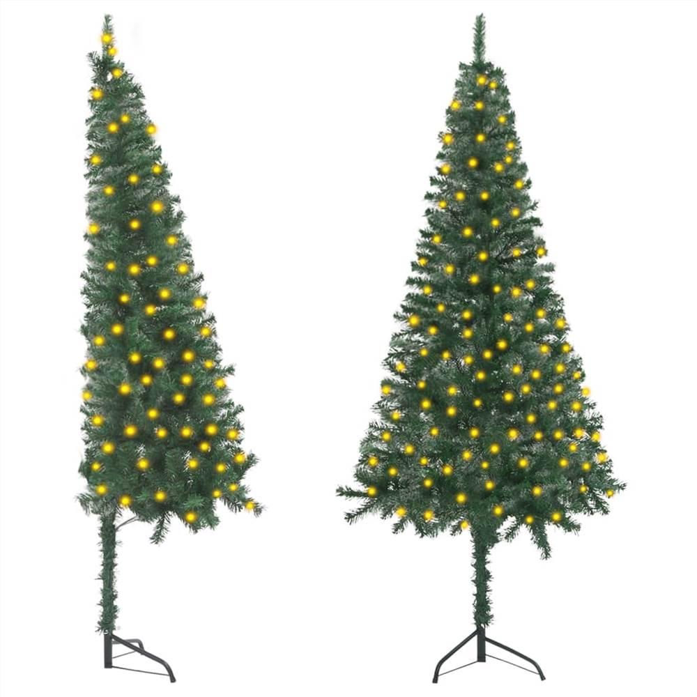 

Corner Artificial Christmas Tree with LEDs Green 180 cm PVC