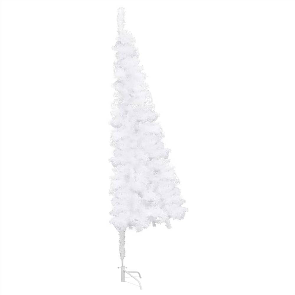 Corner Artificial Christmas Tree with LEDs White 180 cm PVC