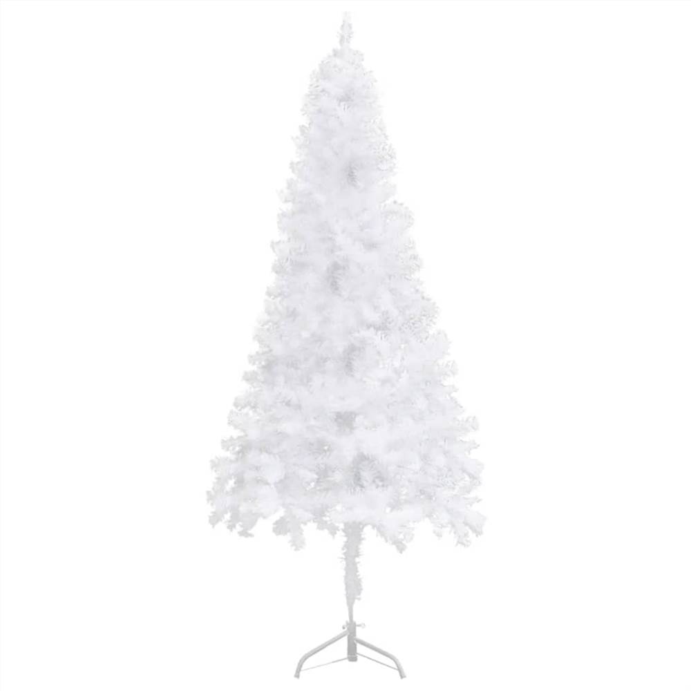 Corner Artificial Christmas Tree with LEDs White 210 cm PVC