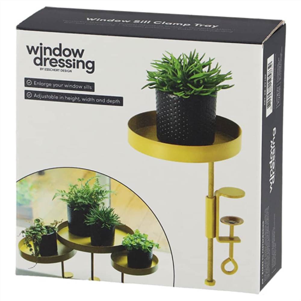 Esschert Design Plant Tray with Clamp Round Gold S
