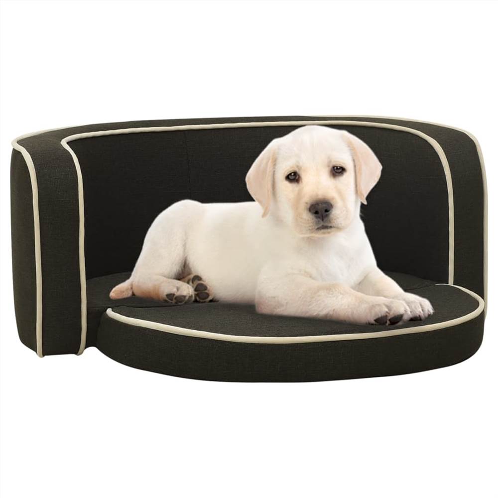 

Foldable Dog Sofa Dark Grey 76x71x30 cm Linen Washable Cushion
