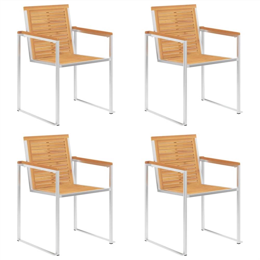 

Garden Chairs 4 pcs Solid Teak Wood and Stainless Steel