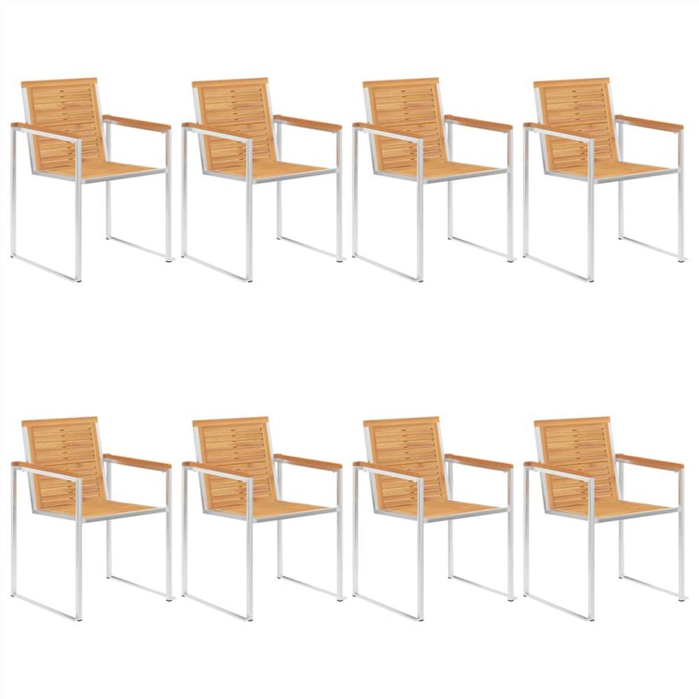 

Garden Chairs 8 pcs Solid Teak Wood and Stainless Steel