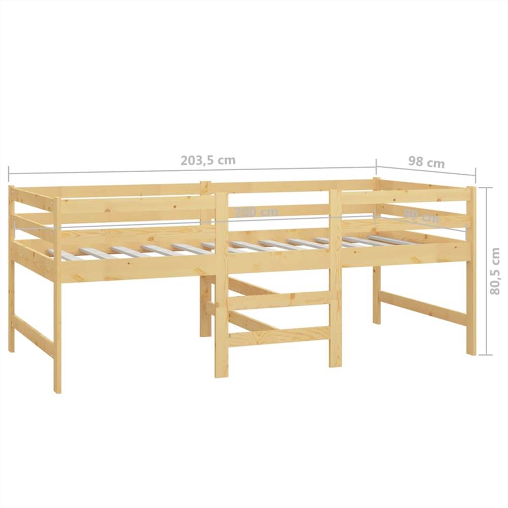 Mid-high Bed Solid Pinewood 90x200 cm