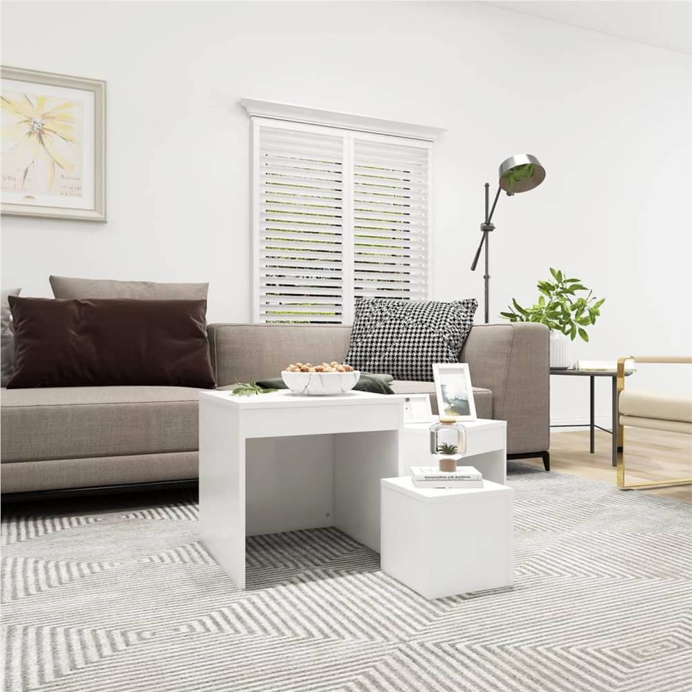 

Nesting Tables 3 pcs White Chipboard