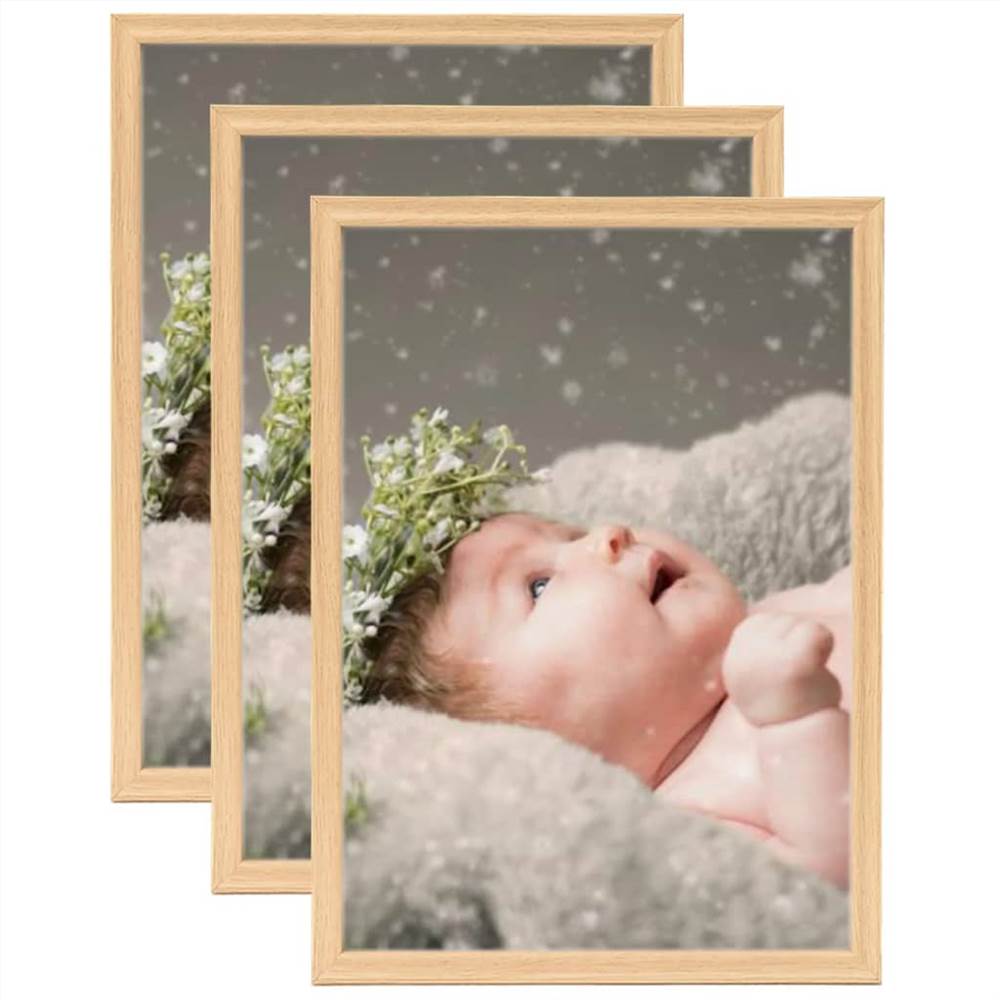 Photo Frames Collage 3 pcs for Wall or Table Light Oak 10x15 cm