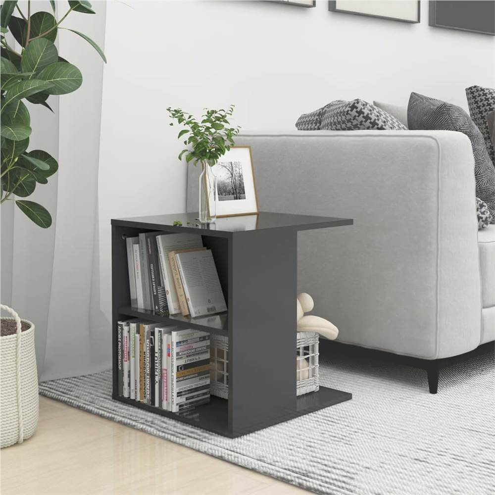 

Side Table High Gloss Grey 45x45x48 cm Chipboard